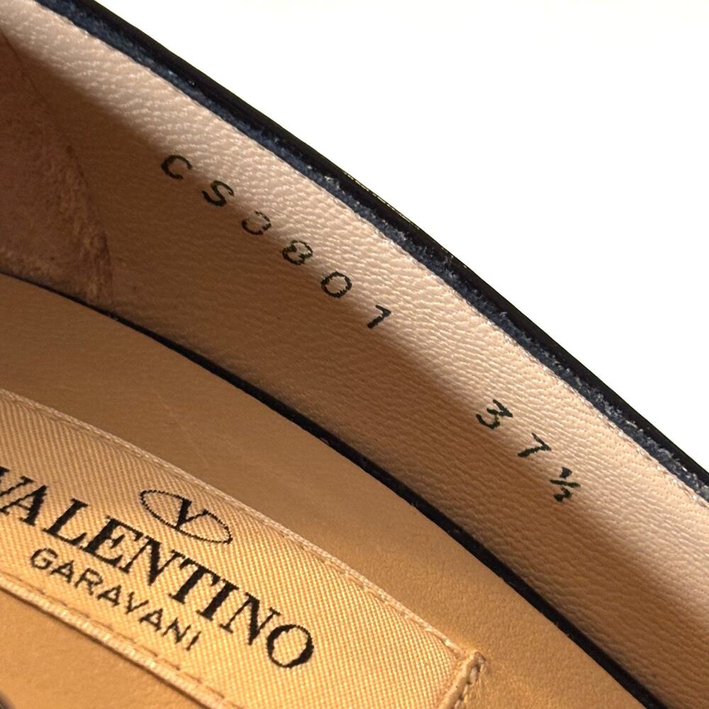 Valentino Garavani Black Patent Leather Bow Peep Toe Pumps 37.5 US 7.5 Italy - Picture 11 of 12
